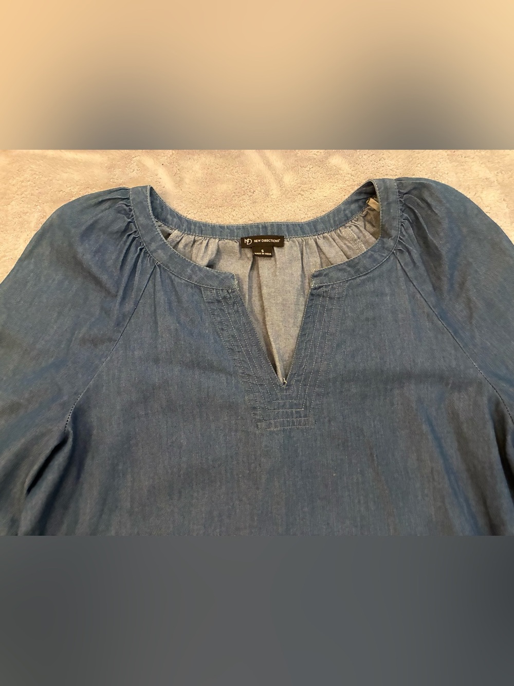 Women’s New Direction Brand Classic Chambray Shift Dress - Blue Size Small - Picture 3 of 14